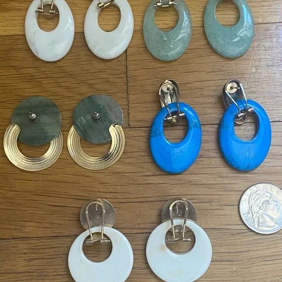 Lot of 5 Pairs of Earrings. Vintage 1970's. - Picture 3 of 15